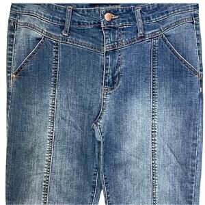 Truth + Theory jeans denim front seam ankle stretch distressed size 10